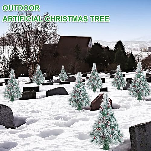 Miniatura 6 de Árbol de Navidad artificial de 2.5 pies para caminos al aire libre, preiluminado, nevado, árbol de Navidad, porche, pino, luces a batería, 8 modos