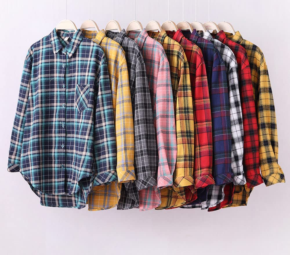 MIDJ Bluse Damen,Damenhemden Flanell Grün Kariert Gestreift Freizeithemden Pullover Langarmhemden Schicke Button-Down-Revershemden Lockere Leichte Jacken Holzfällerhemden Geschenke für Mädchen