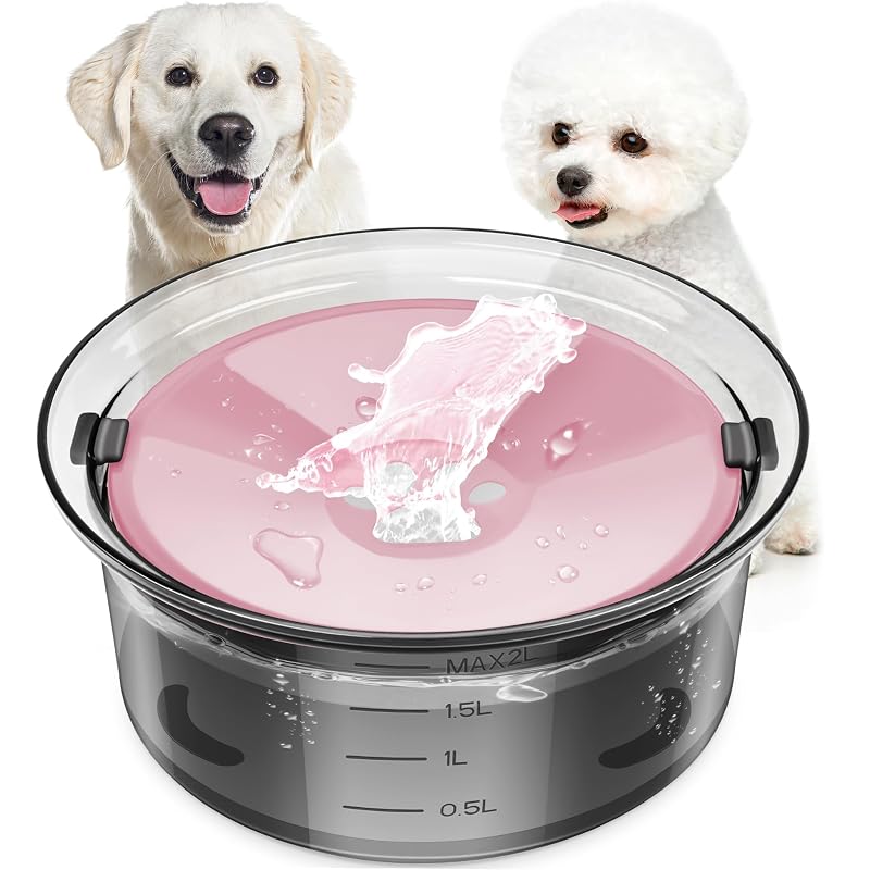 Tigela de Água para Cães com Controle de Fluxo e Antirrespingos yalanle Rosa 2 L