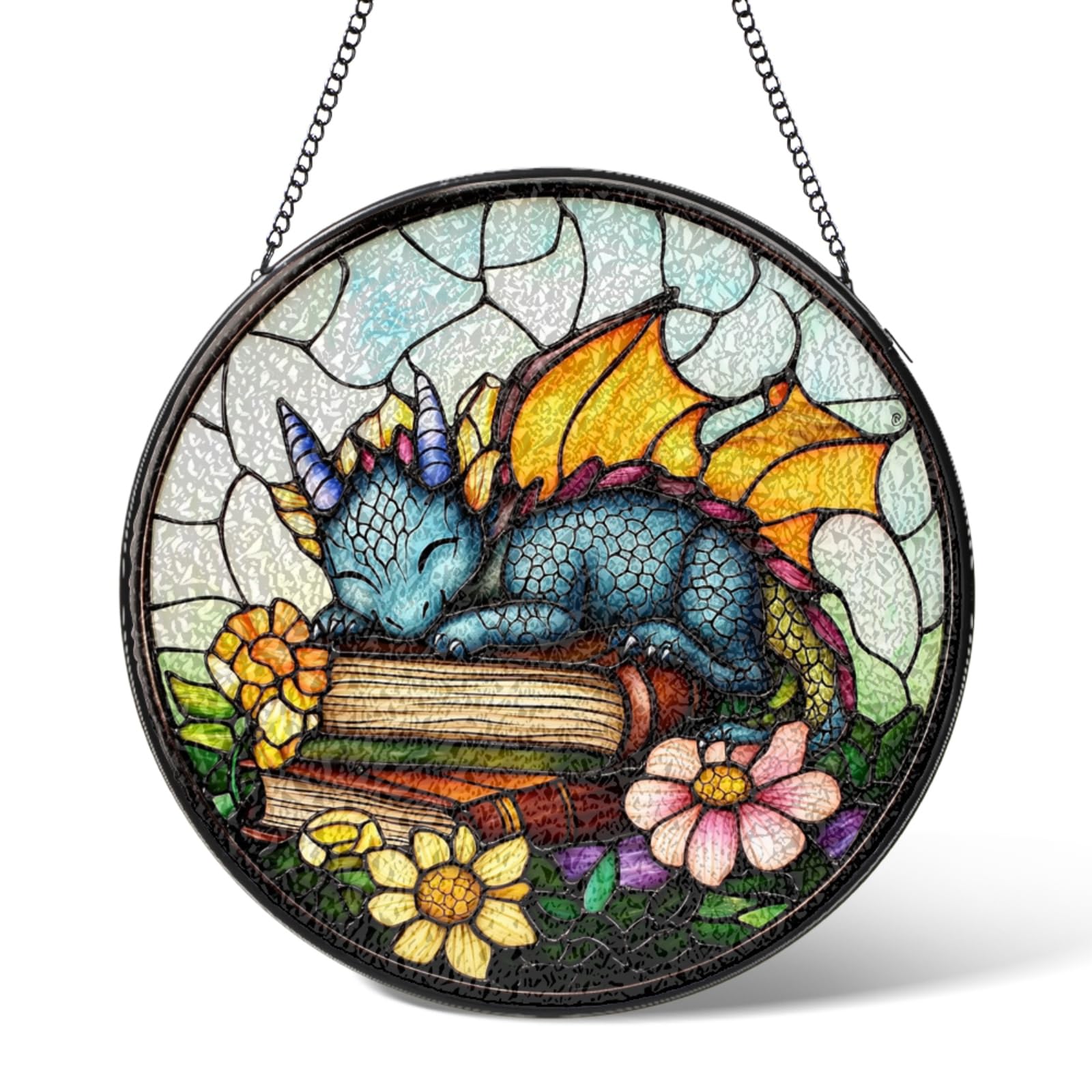 Dragon Stained Glass Window Hanging,Cartoon Cute Dragon Suncatcher Garden Decor Birthday Gifts,Sun Catchers Home Decoration for Patio Kitchen Windows,Christmas for Children 3.9 IN