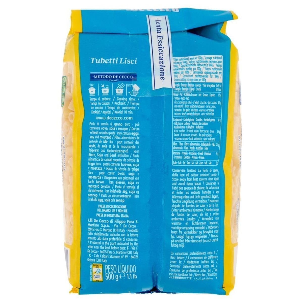 Italian Gourmet Tubetti Lisci N°62 12 x 500g + Polpa offerte