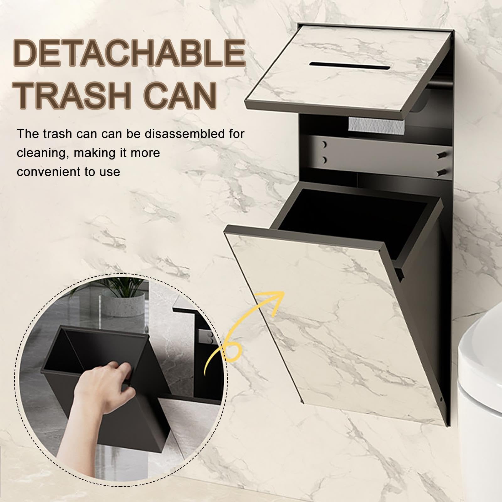Nicho de Pared Empotrado Portarrollos, Papelera Oculta, Acero INOX 1mm