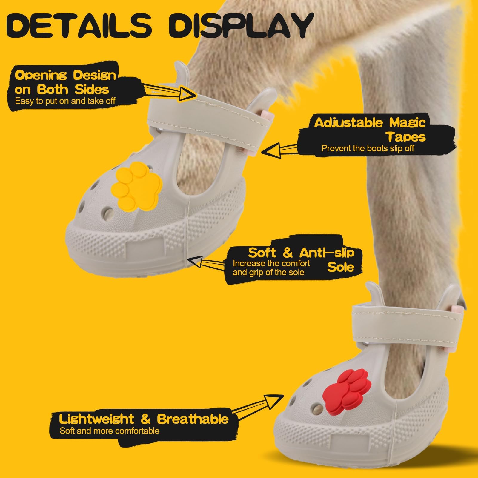 Scarpe per cani in EVA, antiscivolo e impermeabili, per neve e inverno, facili da indossare e togliere, stivali riflettenti regolabili e protezioni per le zampe, suola robusta, per cani di taglia