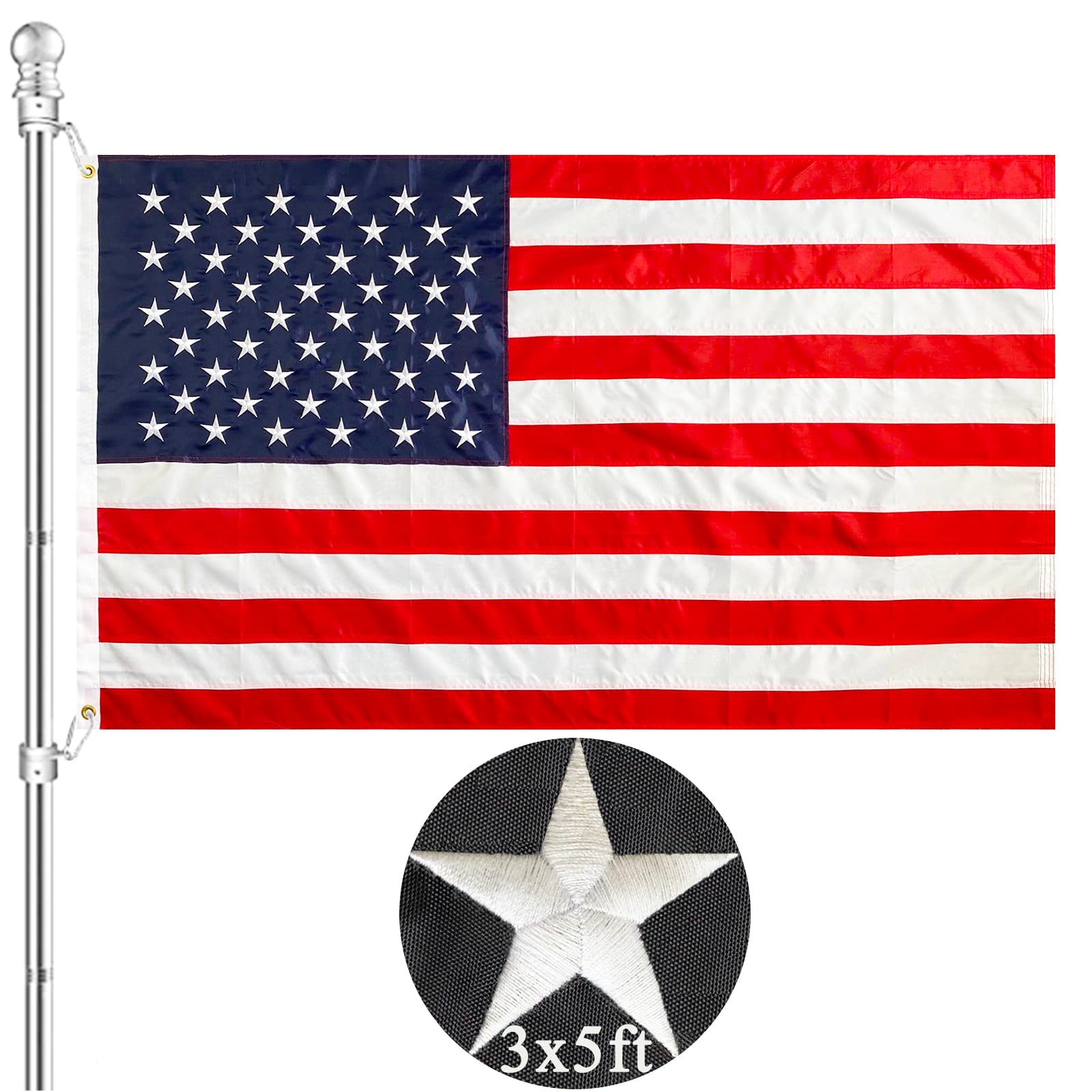 Bestickte Blaue Polizeiflagge – 7,6 X 12,7 Cm, Polyester, Mit Messingösen, Für Draußen