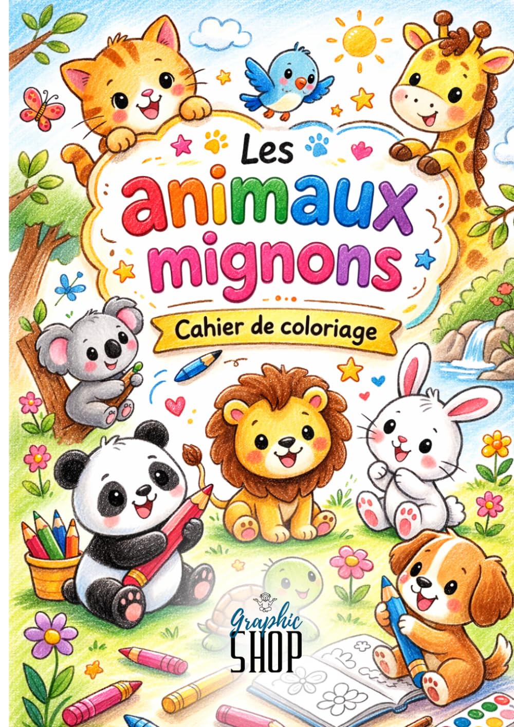 Les animaix mignons: Cahier de coloriage