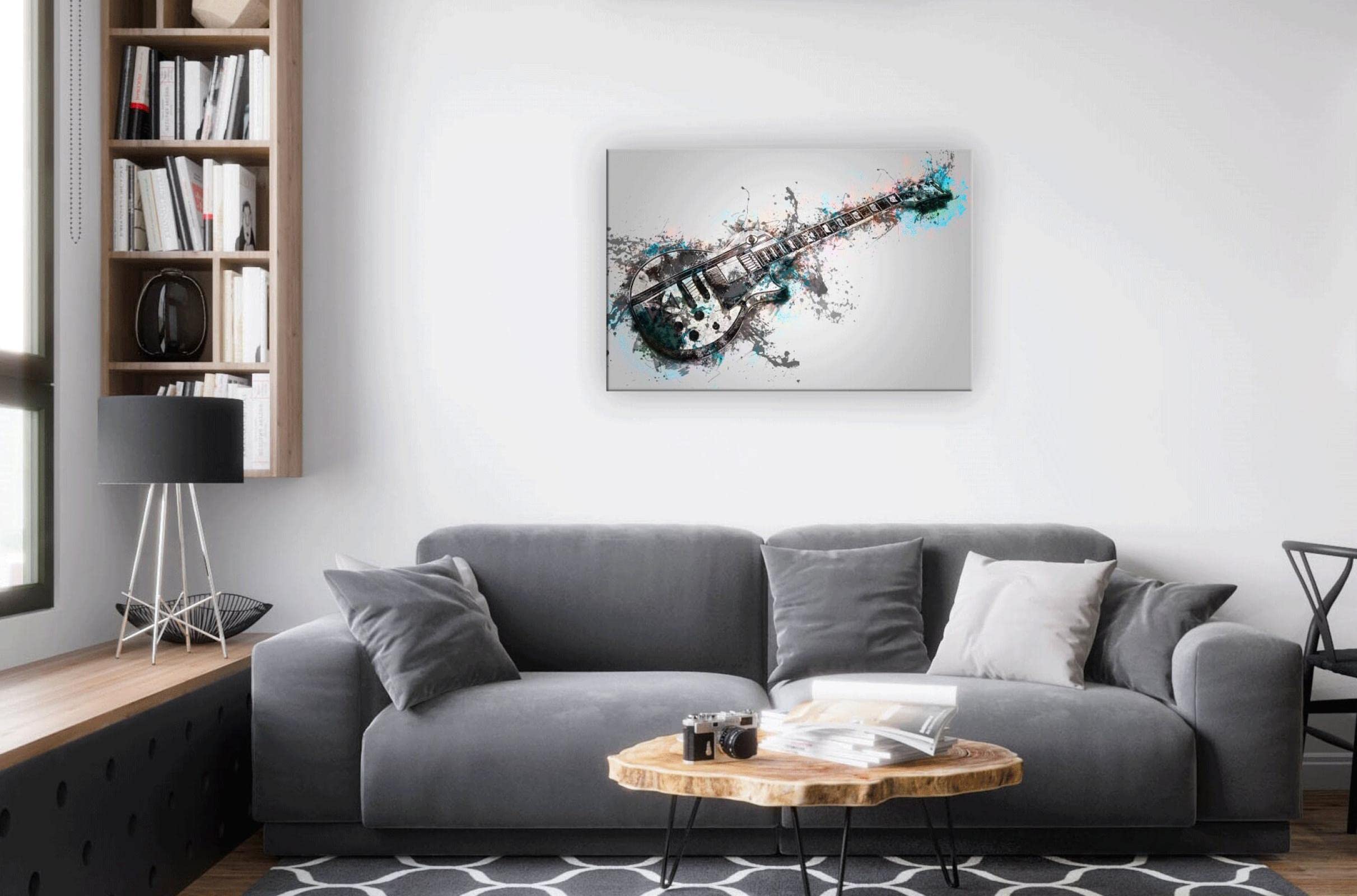 Amazon.co.jp: モダンギター水墨画 アートポスター ウォールアート壁画