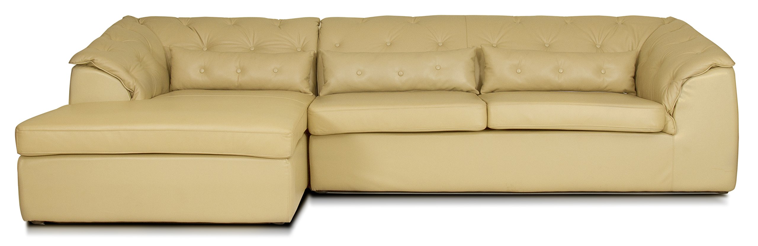 Ados Florence Luxury Sectional Sofa Set (L Shape) with Imported Italian Leather (Cream Color)