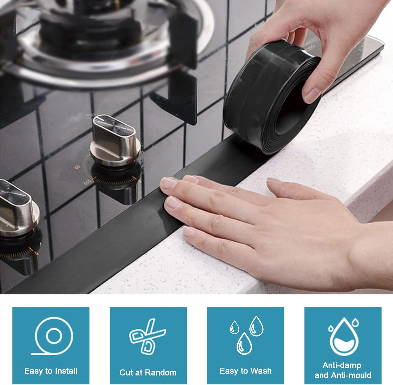 Buy Caulk Strip Waterproof Caulking Tape Self Adhesive Caulking Strip For Kitchen Sink Bathtub Bathroom Shower Sealant Caulk Tape Sealing Repair Tape Bathtub Tape 2 Inch X 16 4 Feet Black 4 Pack