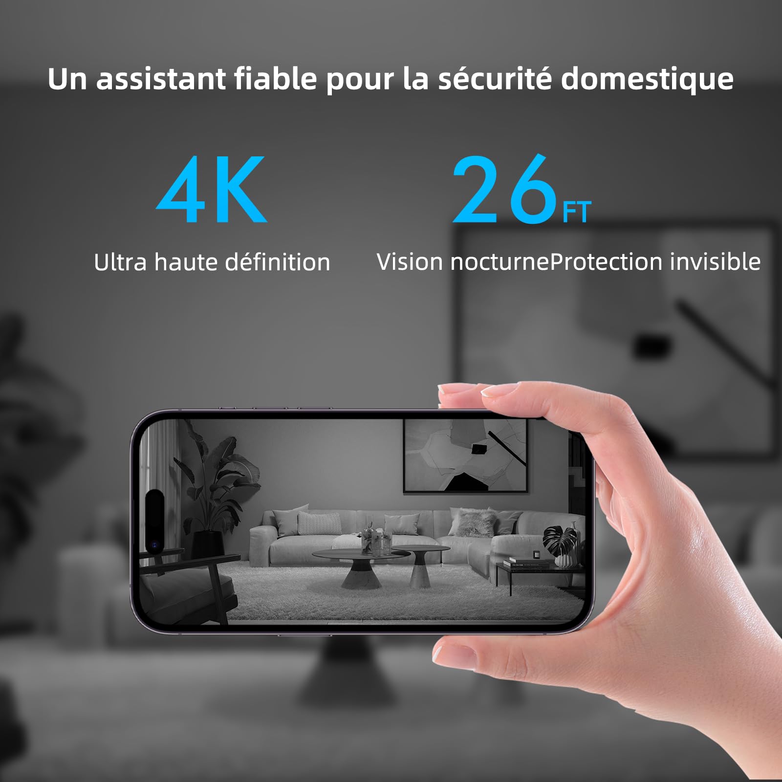 Camera Espion Réveil WiFi 4K Discret sans Fil | mini camera espion sans fil, lecteur Bluetooth, vision infrarouge, détection mouvement BT, mini camera, accès distant app