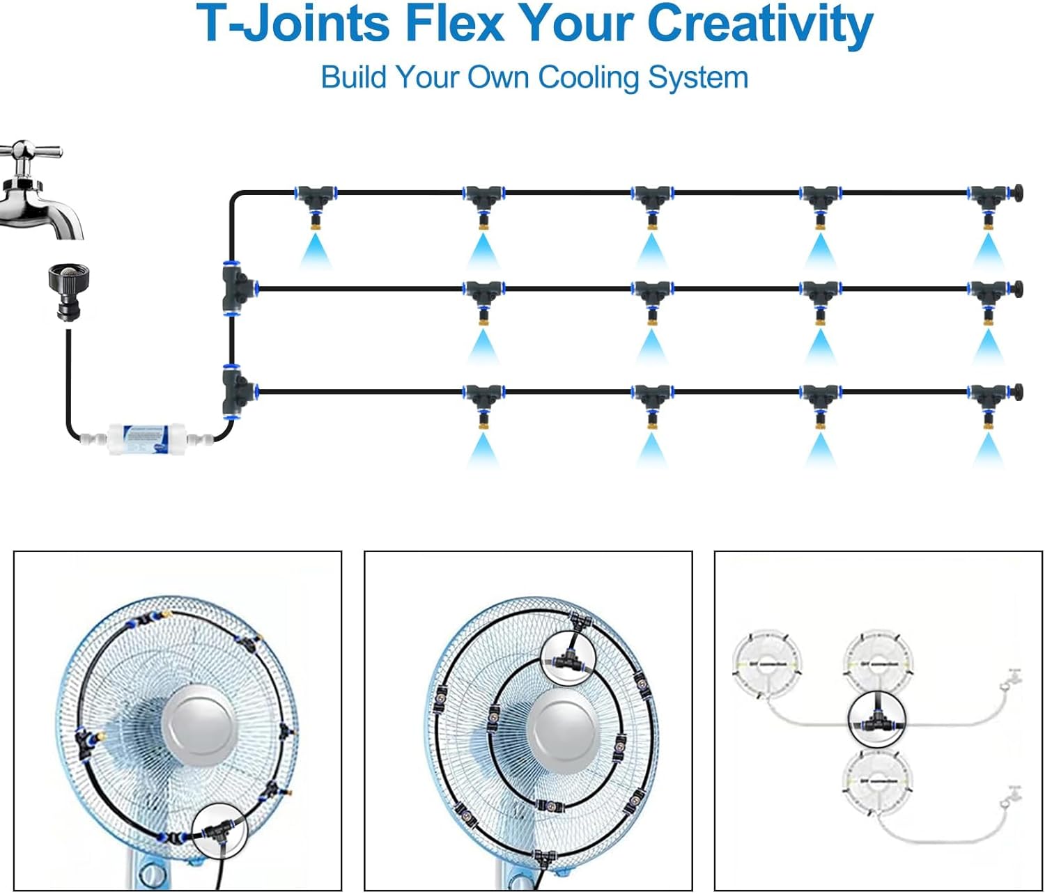 Misting Cooling System 99Ft w Filter &Hose Timer,Sprinkler Timers for Watering Programmable,Garden Irrigation System Controller,Automatic Outdoor Water Timer,Timed Sprinklers for Yard