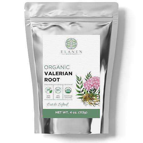 Raíz de valeriana orgánica de 4 onzas (3.99oz), hierba de raíz de valeriana orgánica certificada por USDA, té de raíz de valeriana, té de valeriana,