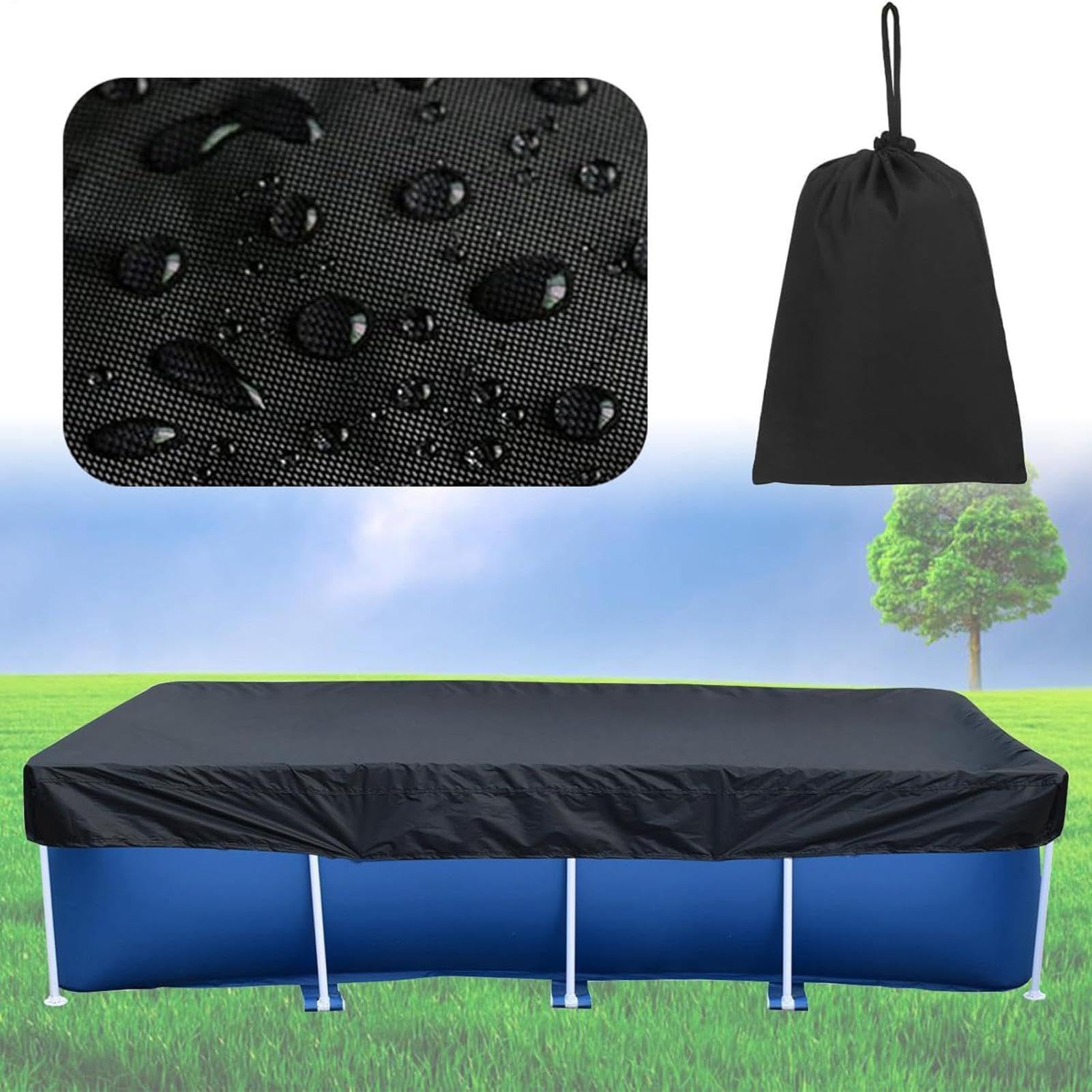 Copertura Piscina Rettangolare Telo In Tessuto Oxford 210D Impermeabile Con
