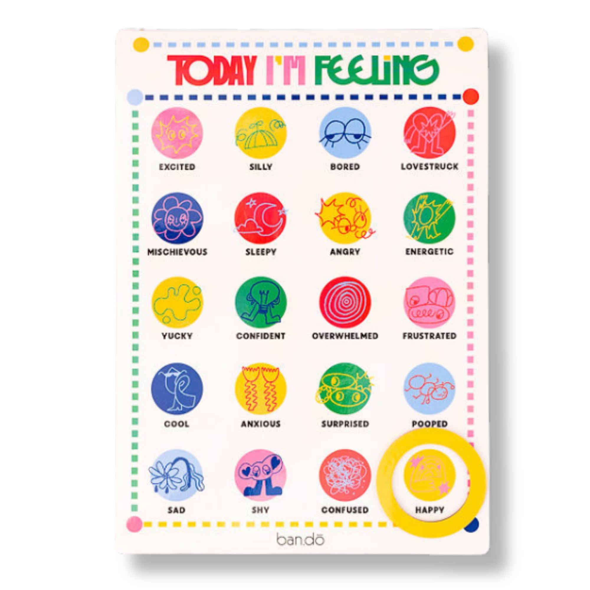 ban.do Magnetic Daily Mood Tracker Feeling Poster Chart for Self Reflection and Care, Today I'm Feeling