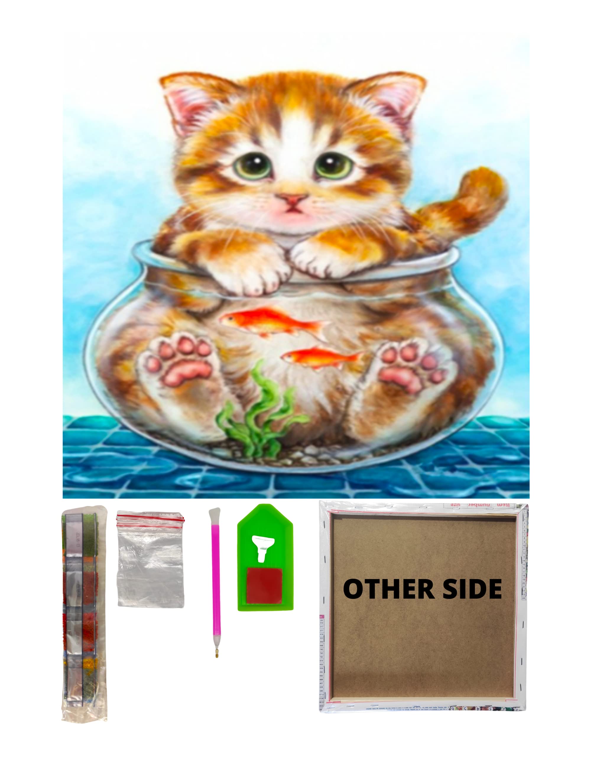 SusggO Diamond Painting 30x30cm Con Telaio In Legno – Kit Completo 5D Fai Da Te, Quadro Gatto, Accessori Inclusi - 2