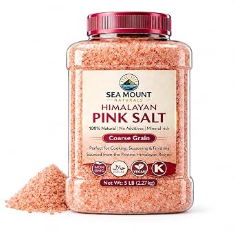 Himalayan Pink Salt Coarse Grain 80oz 5 Pound, Grinder Refill, Kosher Certified, Non-GMO, Pure Mineral-Rich Pink Himalayan Sea Salt, For Cooking, Grilling, BBQ & Seasoning - Sea Mount Naturals