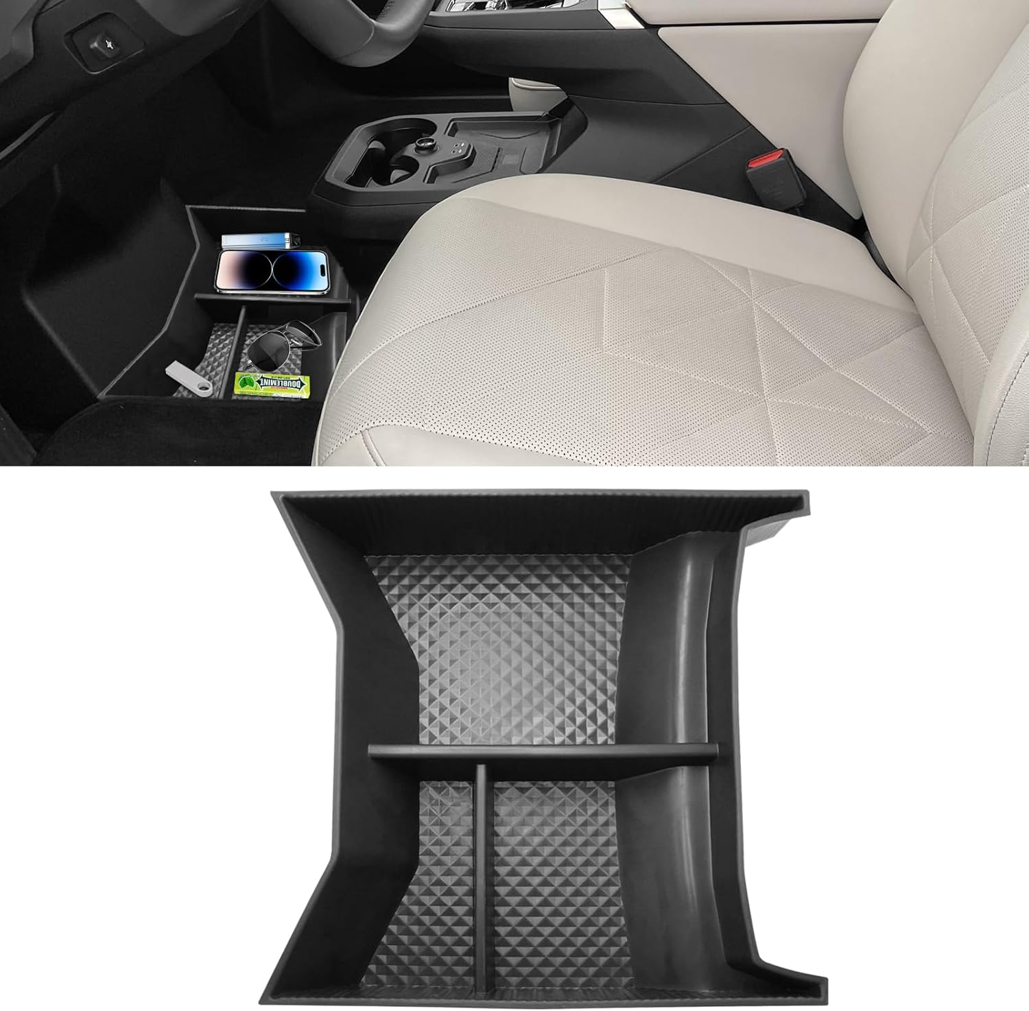 Jaronx Compatible with BMW iX Center Console Organizer Tray 2023 2024 2025, Floor Console Organizer Tray, TPE Storage Box for BMW iX Accessories (I20) 2022 2023 2024 2025