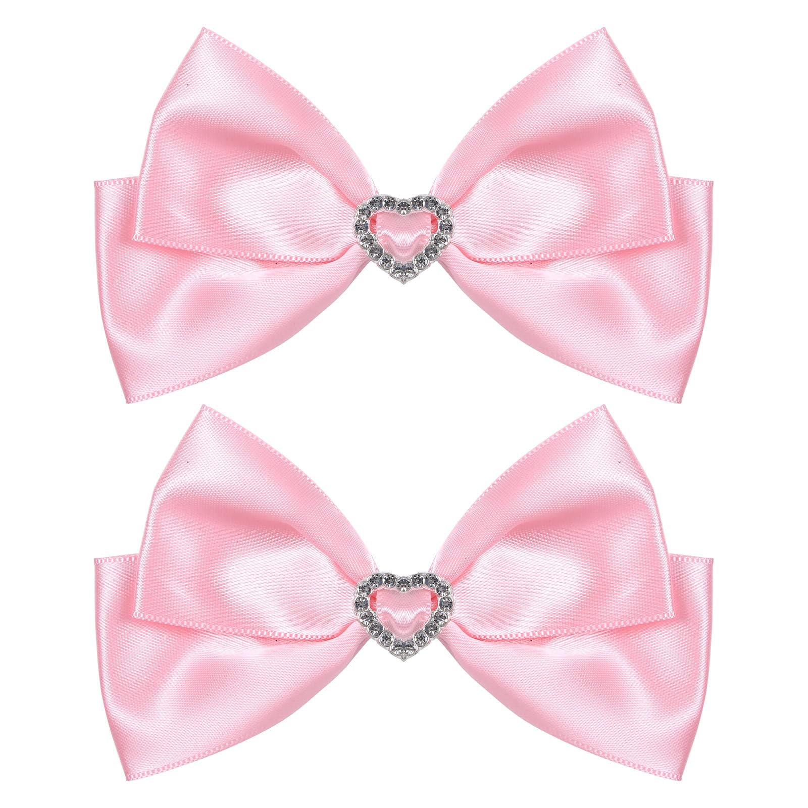 Fermagli per capelli in raso rosa, forcine per capelli per Natale, San Valentino, scuola, con strass a forma di cuore, accessori per capelli fatti a mano, per bambini e ragazze, decorazione per