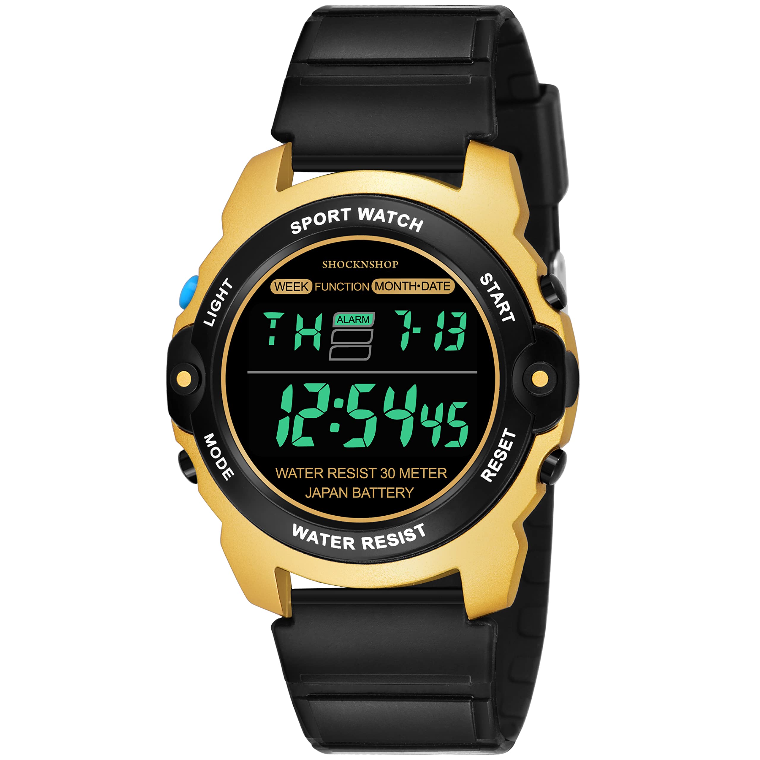 Shocknshop Plastic Sports Multifunctional Digital Black Dial Boys & Girls Watch (Gold Dial And Black Strap) -W23, Black Band (B09RHZ559J) Amazon Price History, Amazon Price Tracker