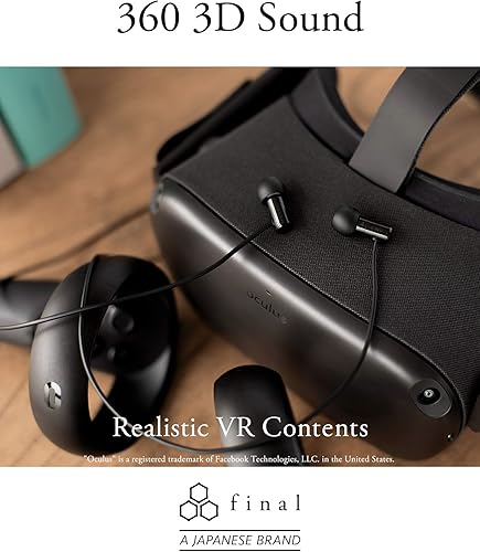 Miniatura 6 de Final E500 - Auriculares inmersivos con sonido en vivo 3D para VR, ASMR, juegos y música 360, color negro