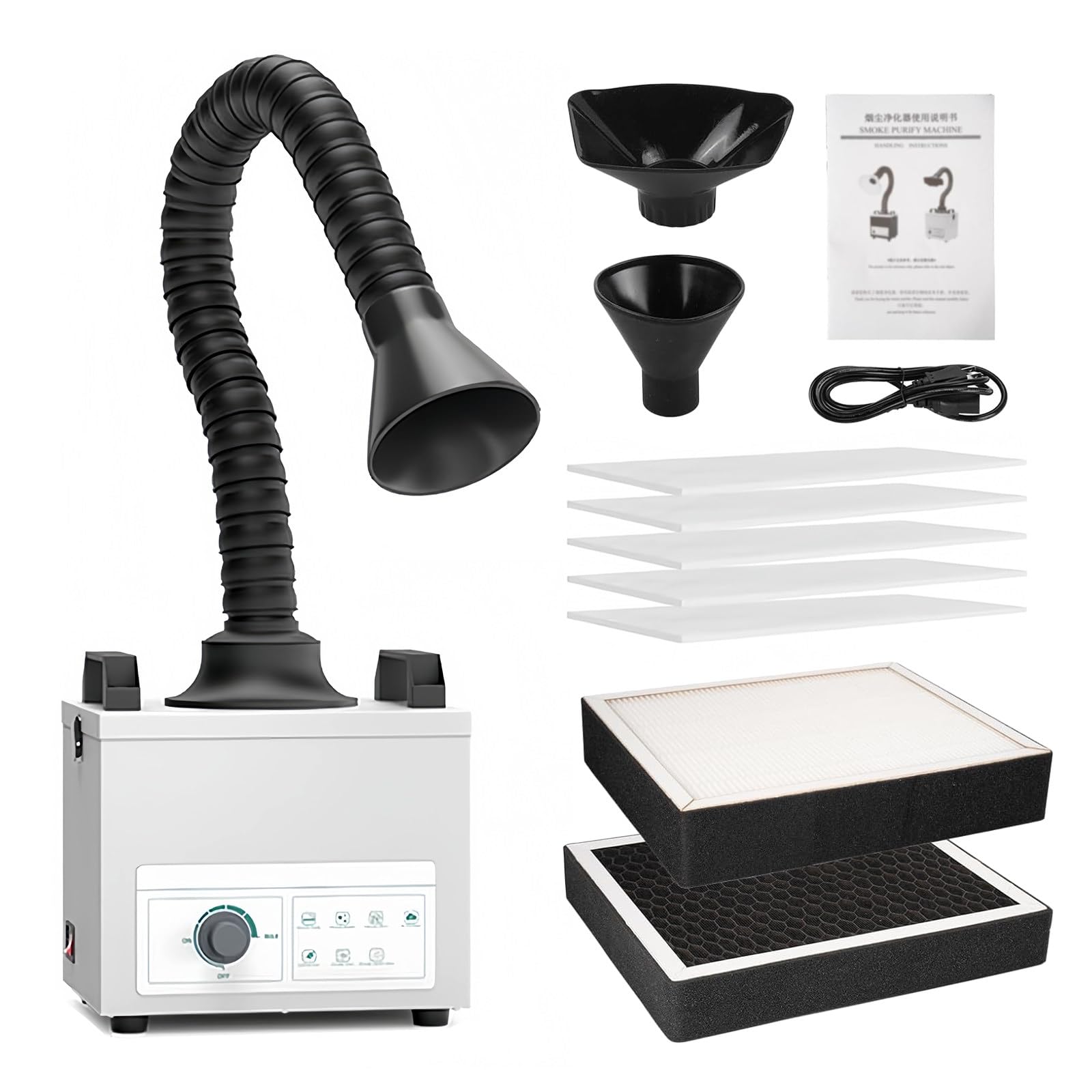 YXYLJOZ Portable Desktop Air Purifier & Fume Extractor for Lasers Engraving, HEPA & Activated Carbon Filters, 99.97% Filtration, 200m³/h Suction, Ideal for Workshop Air Cleaning, 110V