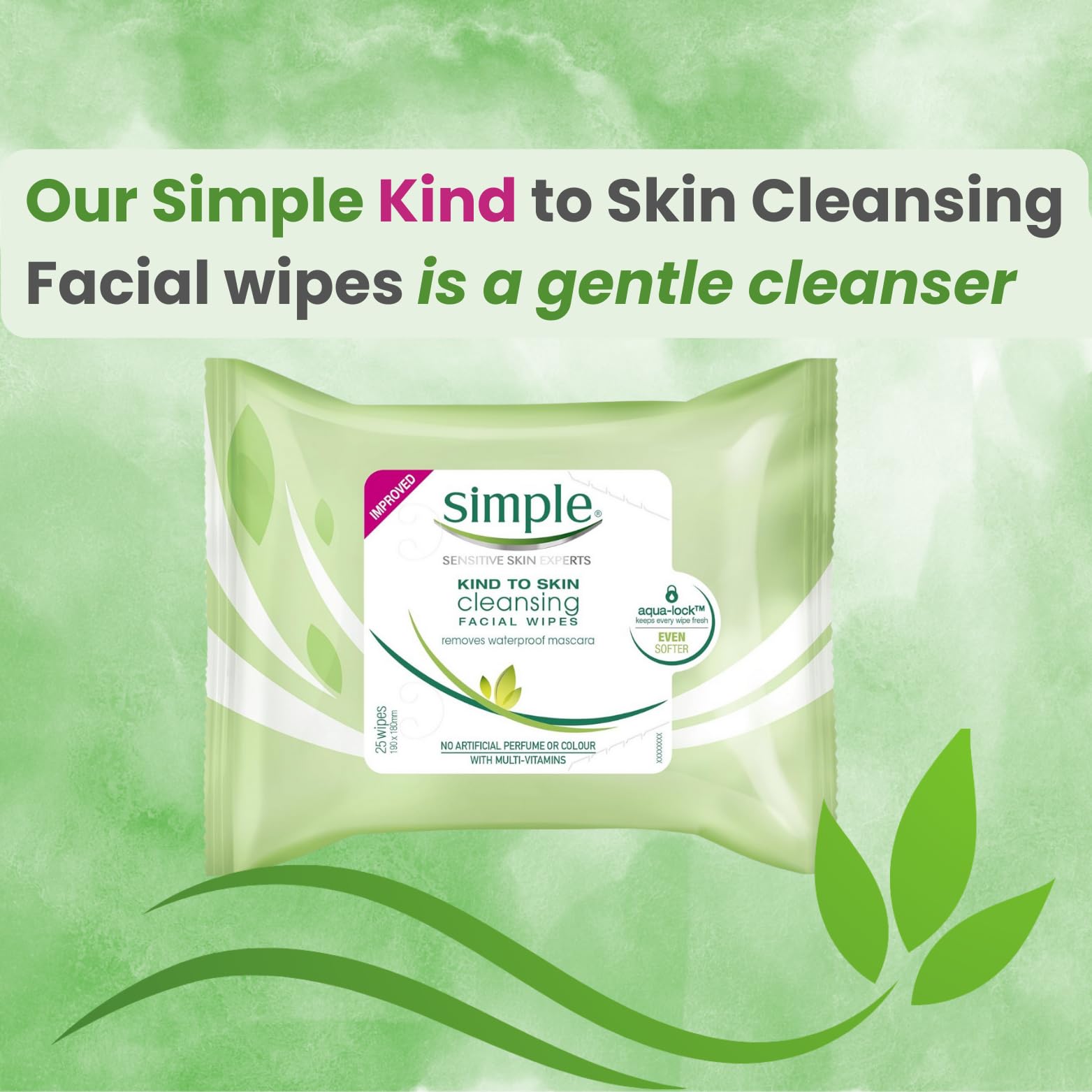 Kind To Skin Cleansing Bundle with 25 Simple Facial Wipes For Sensitive Skin - Home & Hatch Bundle (Pack of 4) - Image 2