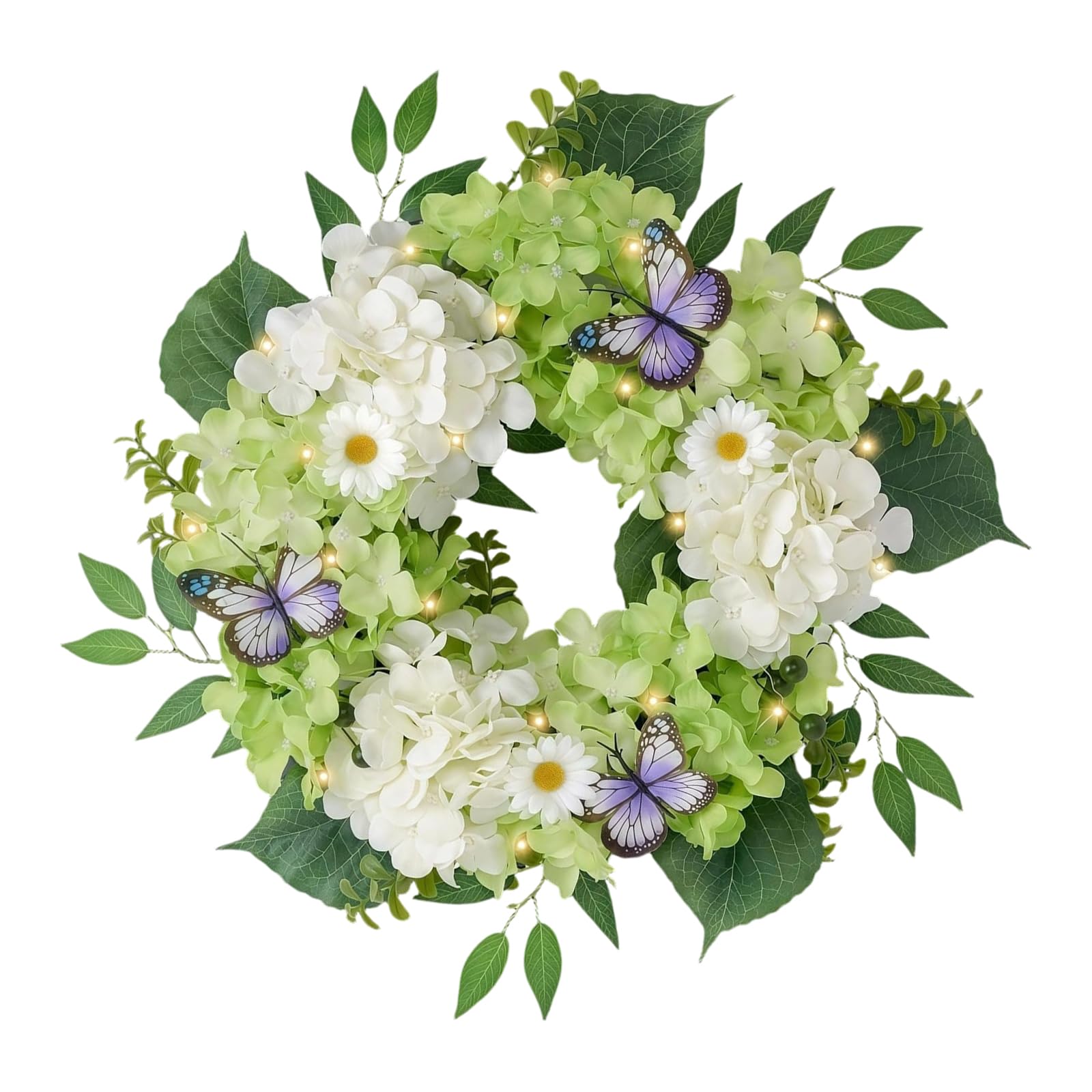 JSGHGDF Artificial Flower with Leaves Realistic Flower Wreath Wedding Decoration for Front Door Window Farmhouses Hanging Wreath