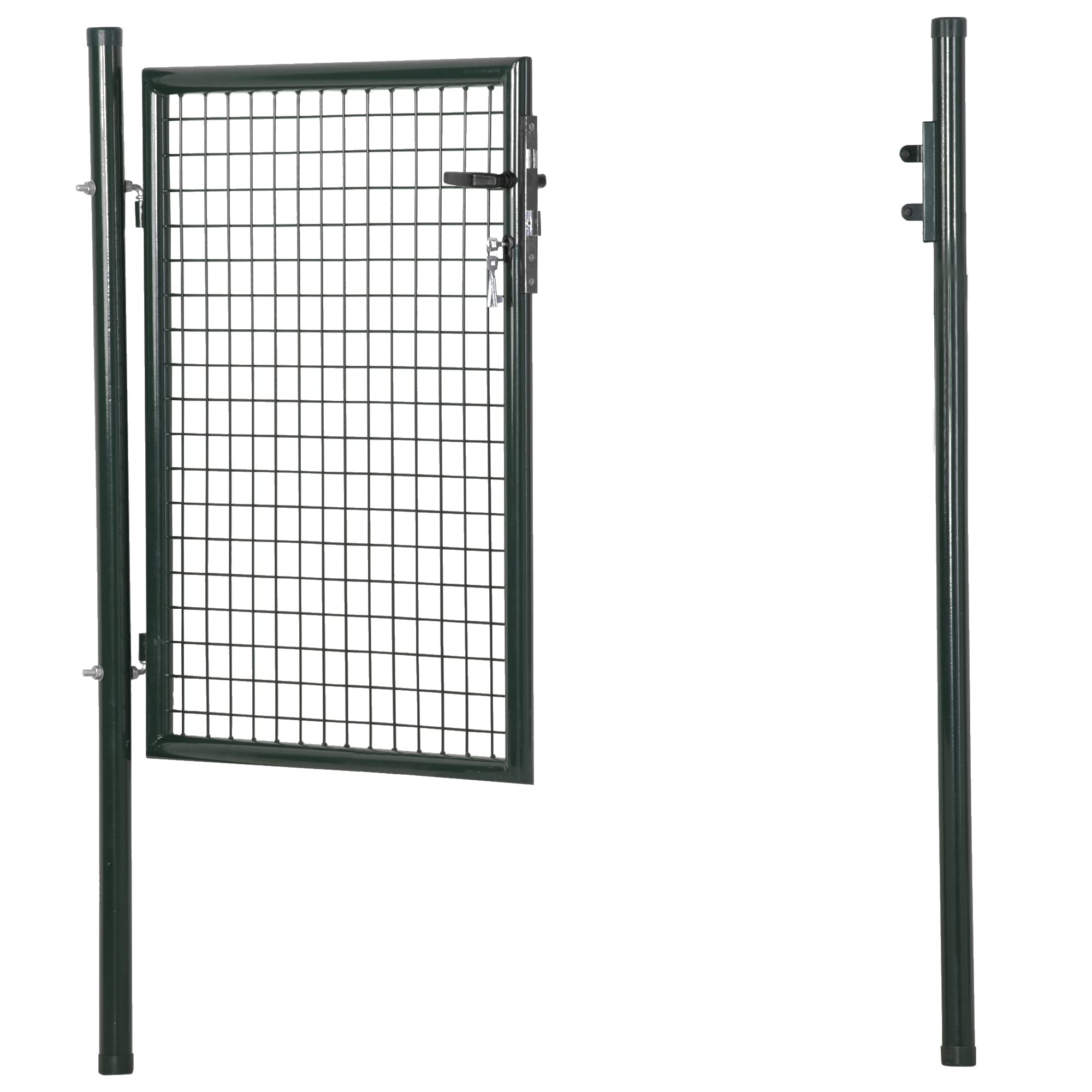 HOMCOM Cancello da Giardino in Acciaio Antiruggine, Cancelletto da Giardino con Serratura e 3 Chiavi, 97x150cm, Verde