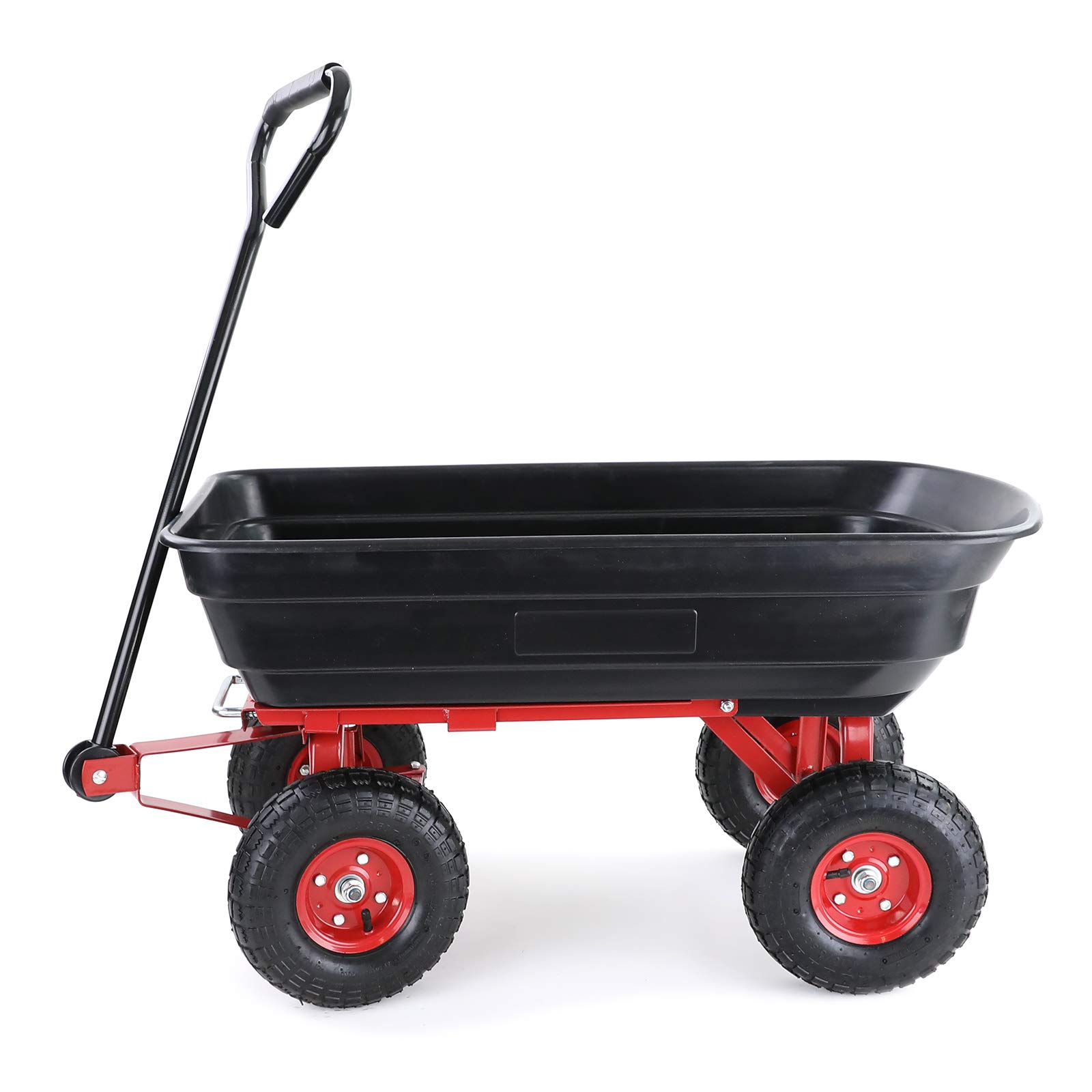Transportwagen Gartenwagen Schubkarre Handwagen Kippfunktion 250 kg Schwarz Rot