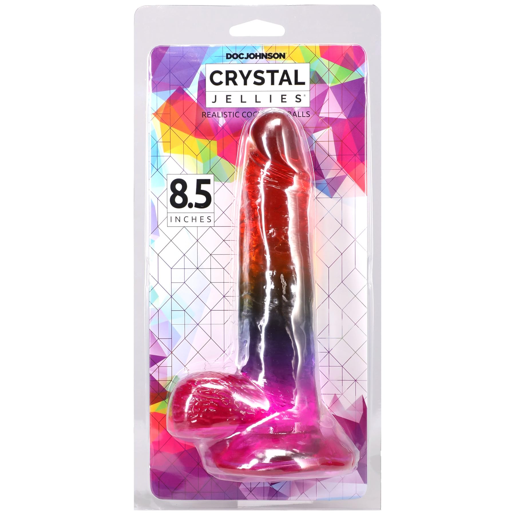 Doc Johnson Crystal Jellies - 8.5 Inch Realistic - Dildo - for Adults Only, Rainbow: 8.5 Inch Dildo