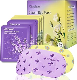Serfeymi スチームアイマスク 10個パック 目の疲れを和らげる ホットコンプレッションセルフヒートウォームアイマスク 使い捨てアイスパ ホットアイマスク ドライアイ/ダークサークル 疲れた目用 ラベンダー(5個)+カモミール(5個)
