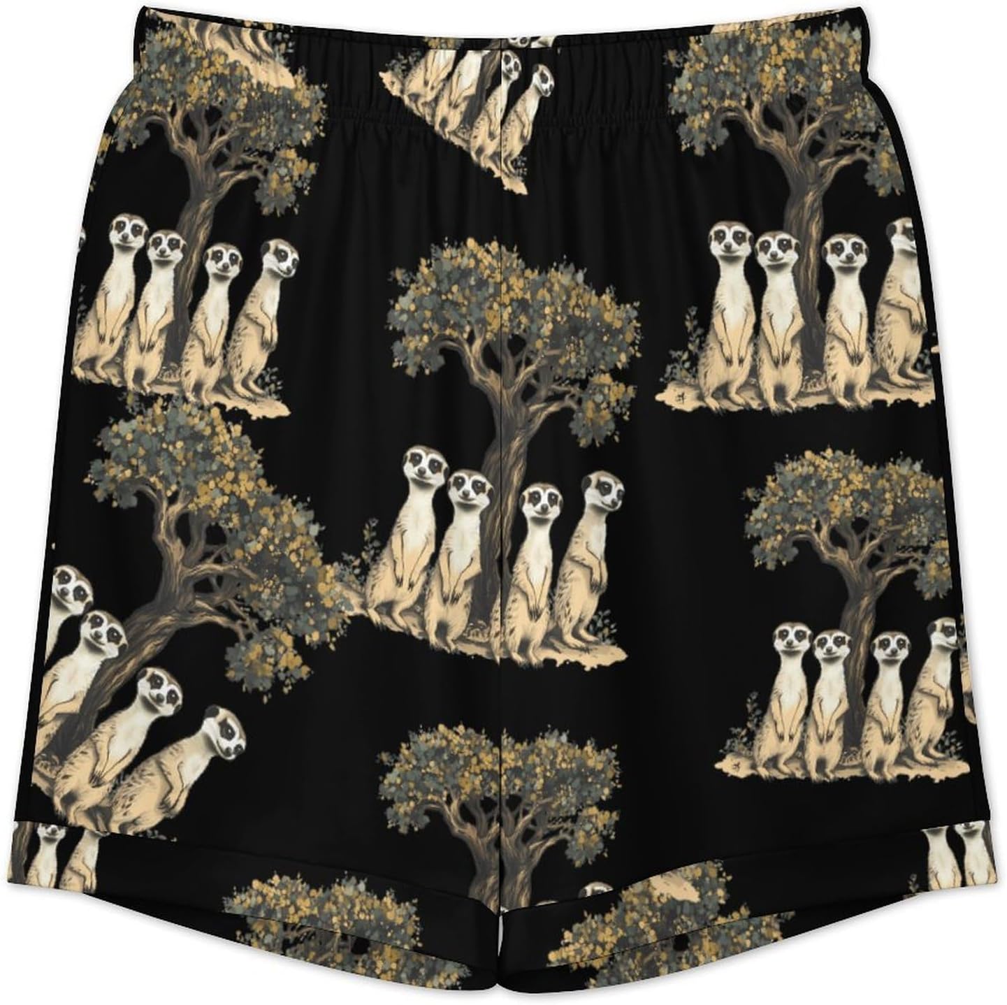 African Meerkats Men's Short Sleeve Pajama Set Satin Silk Like Lounge Sleepwear