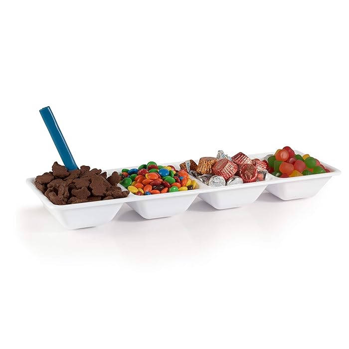 Buy Exquisite 6 Count White Plastic Compartment Tray for Parties Heavy