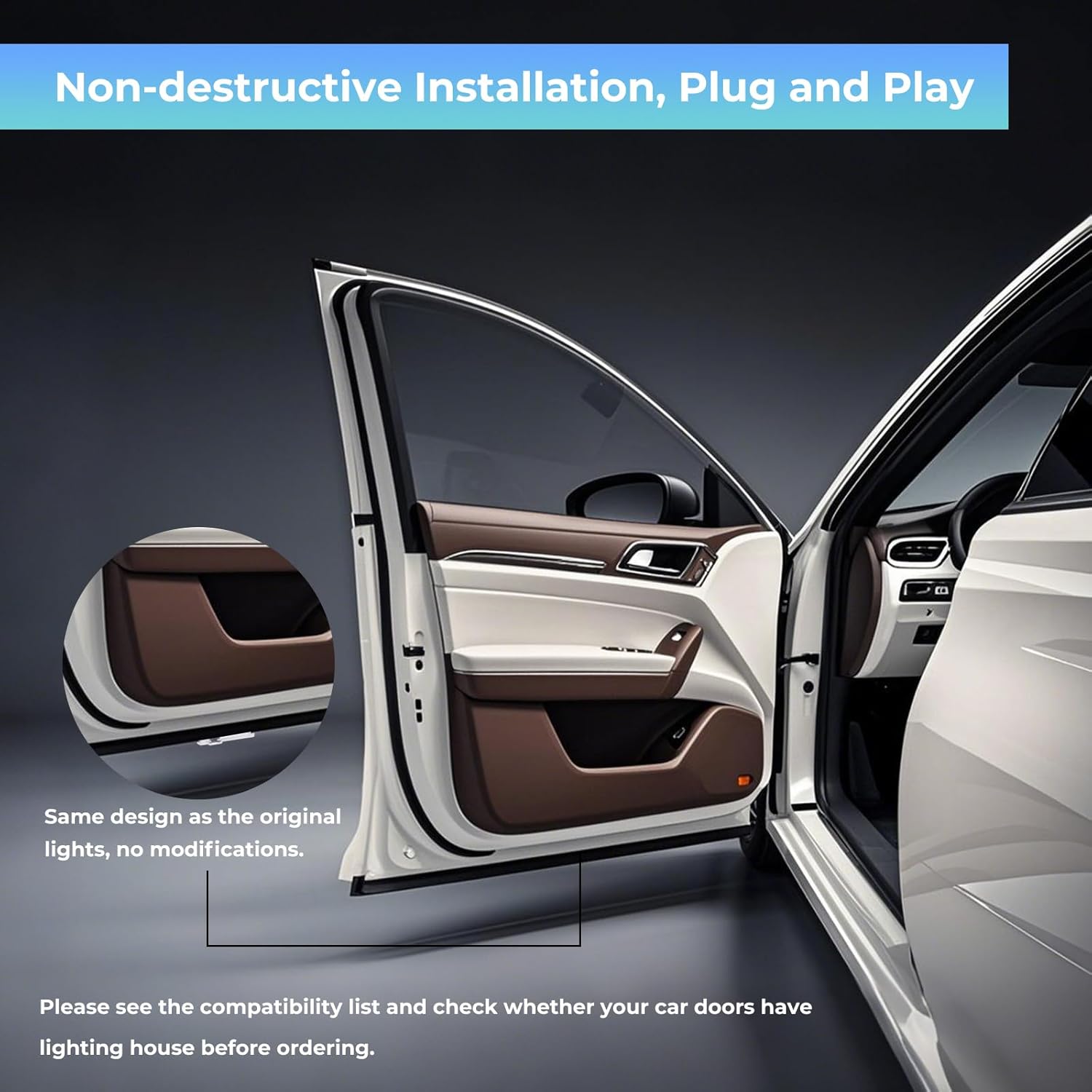 4PC Car Door Light Projector, Customized Logo Door LED Lights Compatible with 1/2/3/4/5/6/7/X/Z/M/GT Series M Car Accessories