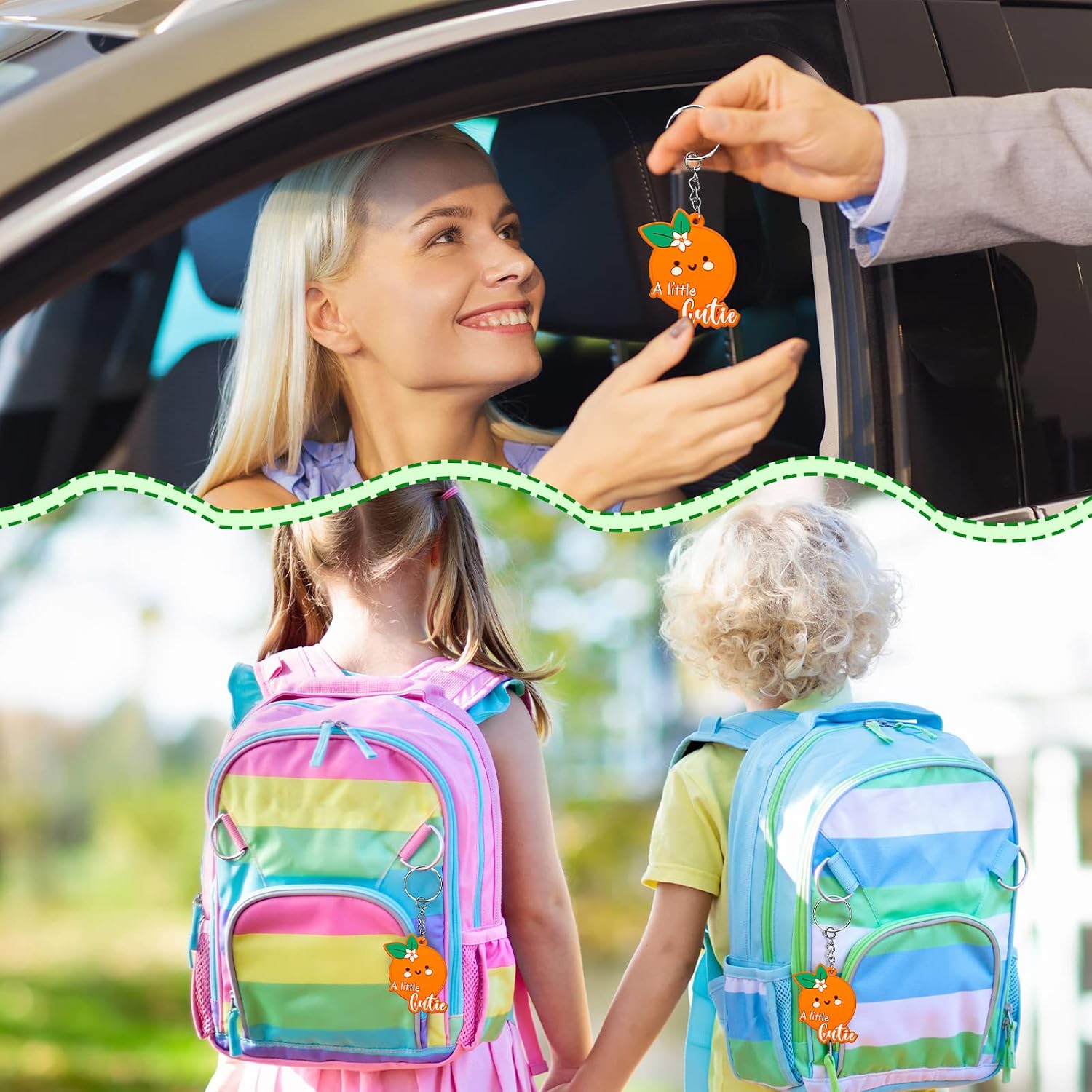 20 Sets Little Cutie Party Favors Include Orange Keychains Thank You Kraft Tags and Orange Organza Bags for Little Cutie Baby Shower Boys Girls Fruit Theme Birthday Party Supplies School Rewards