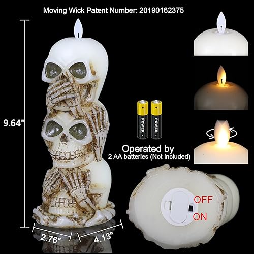 Miniatura 2 de DRomance Velas LED sin llama que funcionan con pilas con control remoto de 10 teclas y temporizador, cera real, mecha móvil, parpadeantes, velas LED