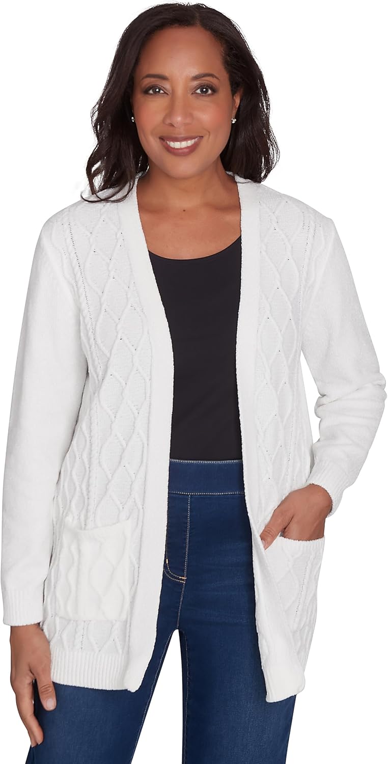 Alfred Dunner Women's Classics Chenille Cardigan with Pockets