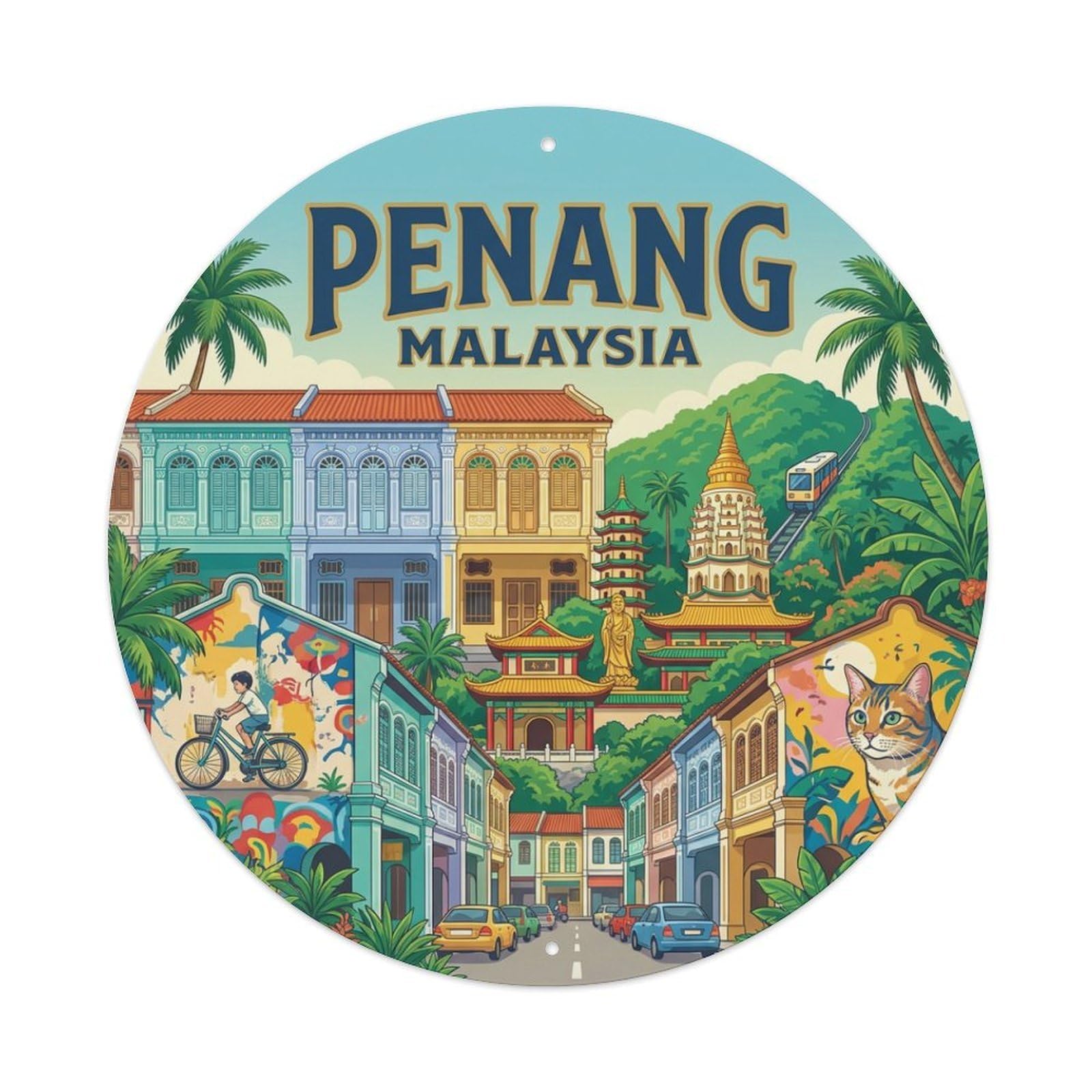 Xanthor Style Retro Travel Malaysia Penang Metal Tin Sign