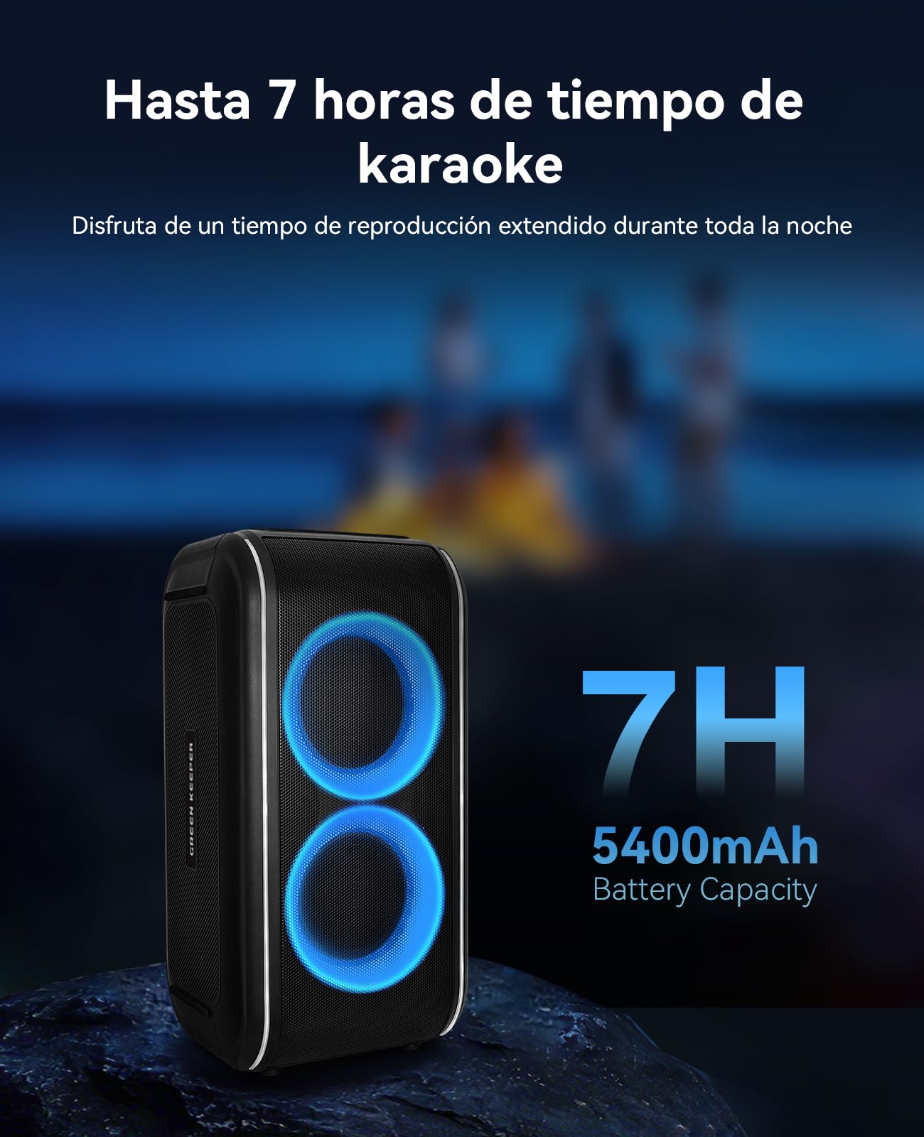 GREEN KEEPER GKD62 Máquina Karaoke, Altavoz Bluetooth 400W con 2 Micrófonos