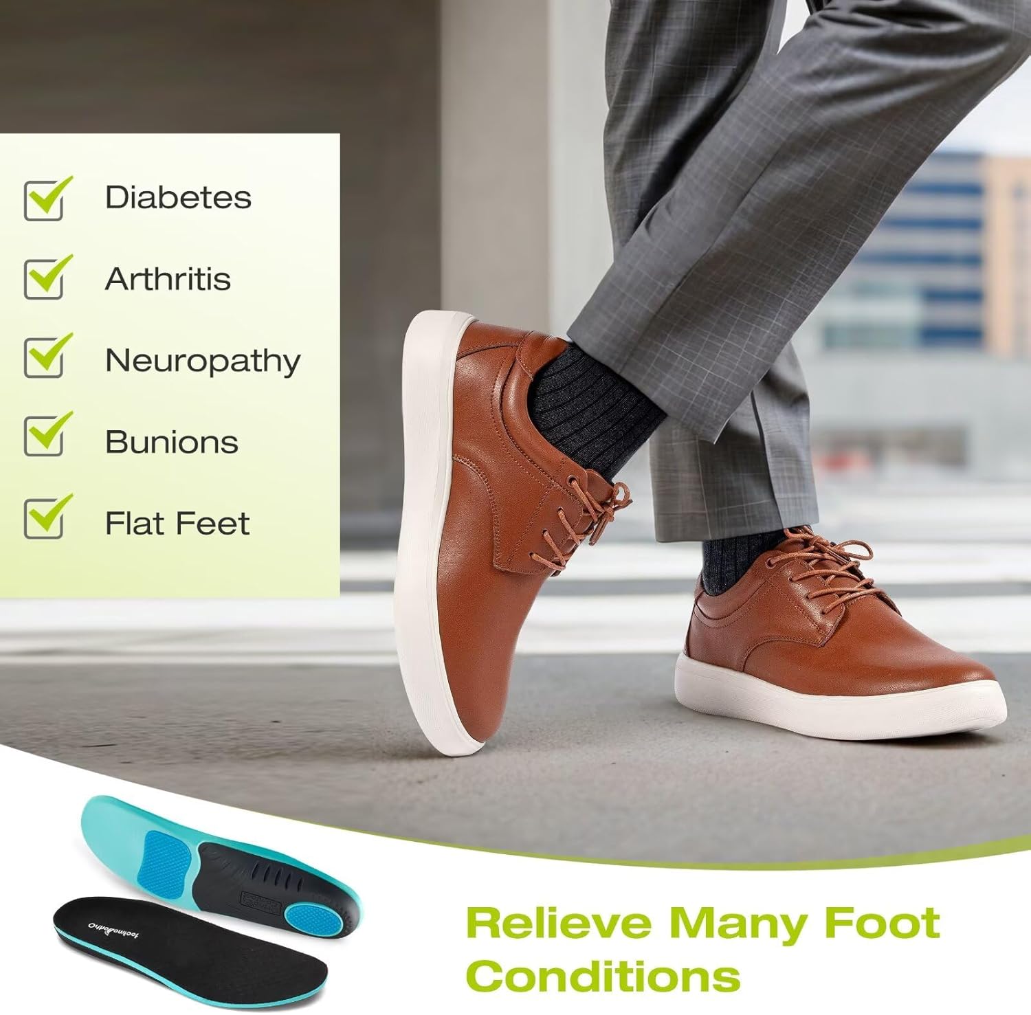 OrthoComfoot Men's Orthopedic Wide Leather Dress Walking Shoes: Comfortable Arch Support Oxfords for Plantar Fasciitis, Orthotic Casual Business Work Shoes for Foot and Heel Pain Relief - Image 5