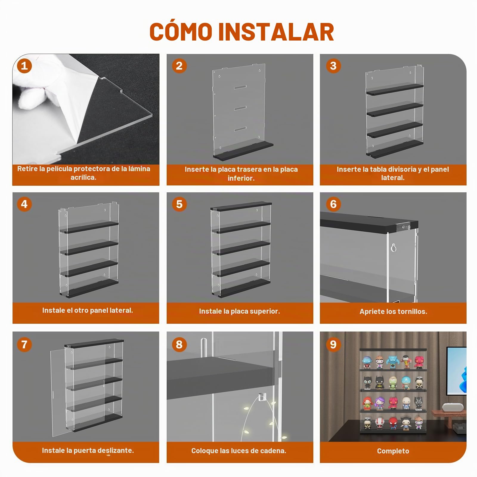 Joody - Escaparate de pared para coleccionar, figura de coche, miniatura, modelo de 4 estantes, vitrina acrílica transparente con puerta deslizante, caja de plexiglás, almacenamiento, negro, 40 x 8,5