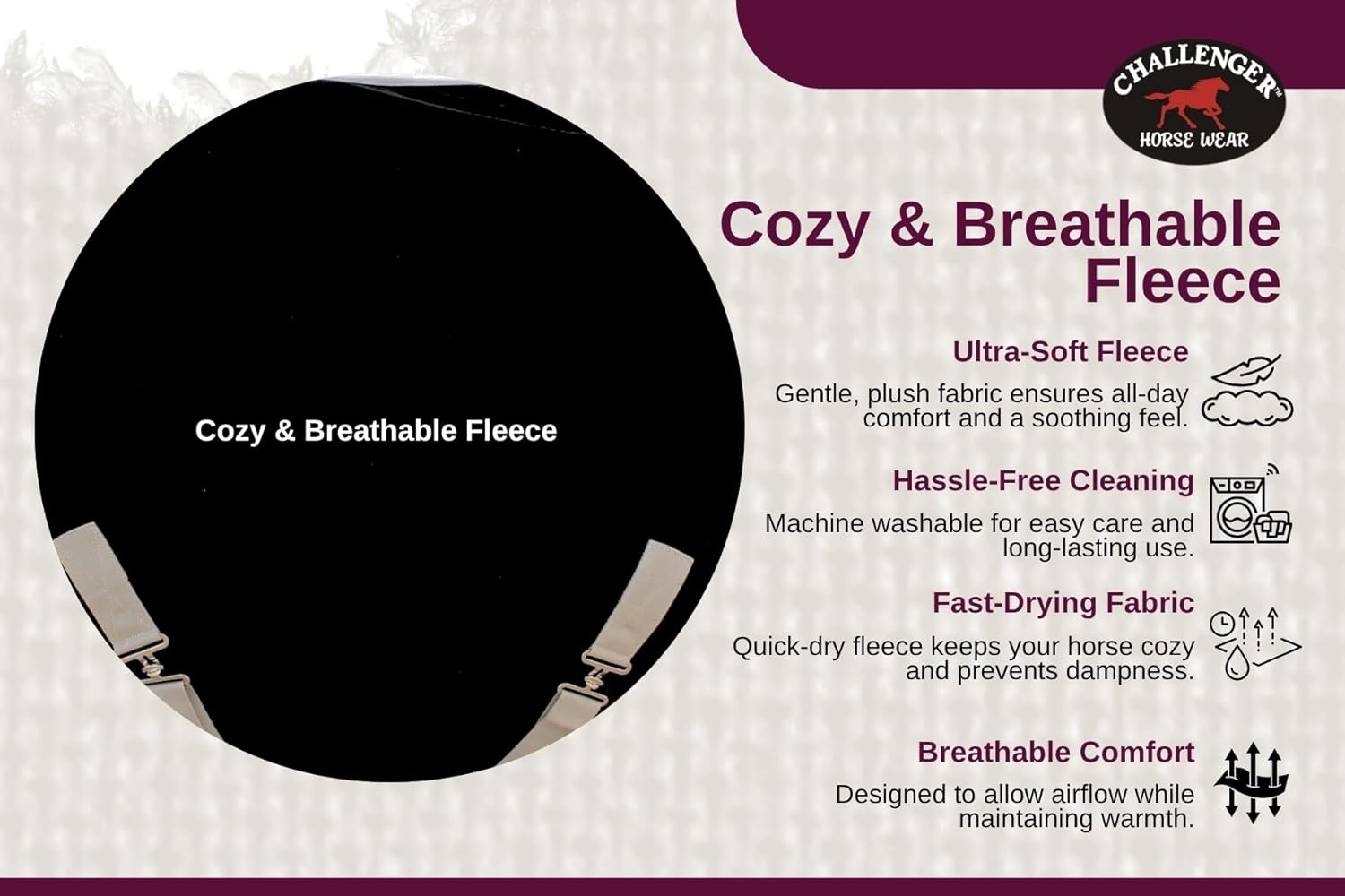 CHALLENGER Horse Sheet Polar Fleece Cooler Exercise Blanket Liner Wicks Moisture 43F03