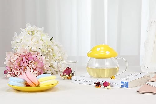 Miniatura 10 de Taza de té de vidrio con bandeja de tapa, filtro infusor para té de hojas sueltas, bonita taza de té en caja de regalo de impresión en color, 11 oz