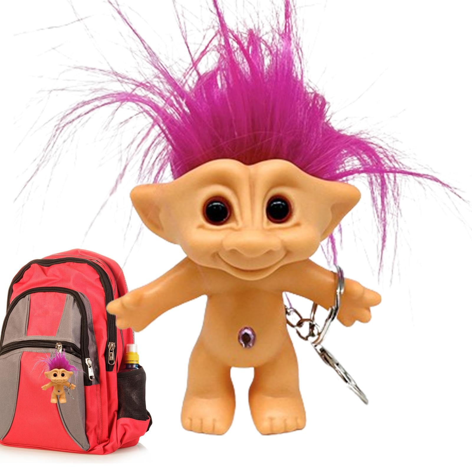 Troll Doll Keychain| Good Luck Troll Doll Key Holder| Hair Troll Doll Figurine| Vintage Troll Doll Keychain| Adorable Troll Doll Key Ring| Anti-Lost Troll Doll Keychain