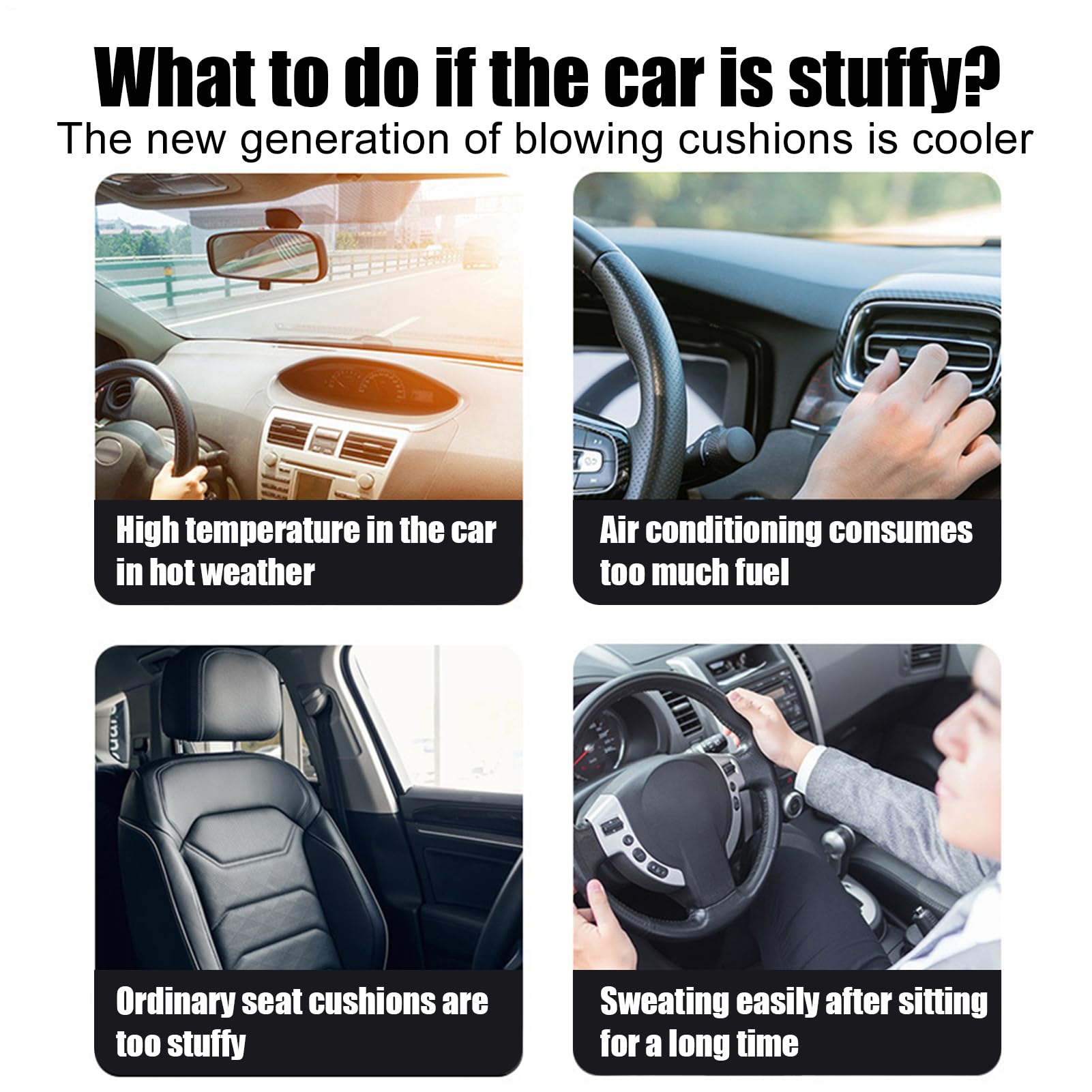 Cuscino Auto Antiscivolo, Leggero, Multifunzionale, Ergonomico | Tappetino Raffreddante con Ventola Cuscino Ergonomico, Viaggio, Casa, Camion, Automotive, Lavoro, Viaggio, Casa, Camion,