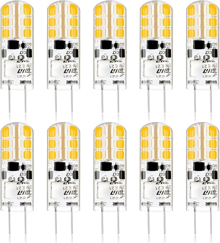 YUIIP Bombilla LED G4 de 2 W, 12 V JC G4 Bi Pin, reemplazo de bombilla halógena de 20 W, bombillas LED G4 blancas cálidas de 2700 K para luz de