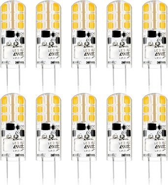 YUIIP G4 LED Bulb 2W, 12V JC G4 Bi Pin Bulb, 20W Halogen Bulb Replacement, Warm White 2700K G4 LED Light Bulbs for Under Cabinet Puck Light, Chandelier, Landscape Lighting, Non-Dimmable, 10 Pack