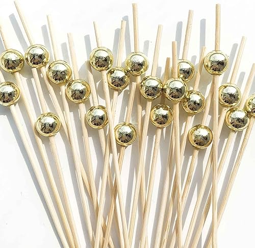 Miniatura 1 de We Moment 100 palillos de cóctel hechos a mano de bambú natural de madera, 4.7 pulgadas de largo, palillos decorativos de frutas para aperitivos,