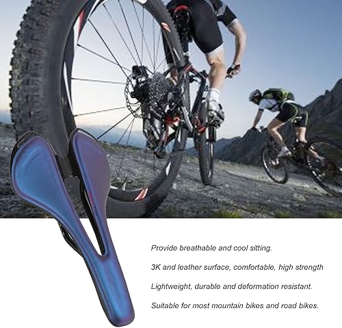 Miniatura 4 de Dilwe Sillín de fibra de carbono, cojín hueco ultra ligero del asiento de la silla de montar para la bicicleta de carretera de montaña (azul)