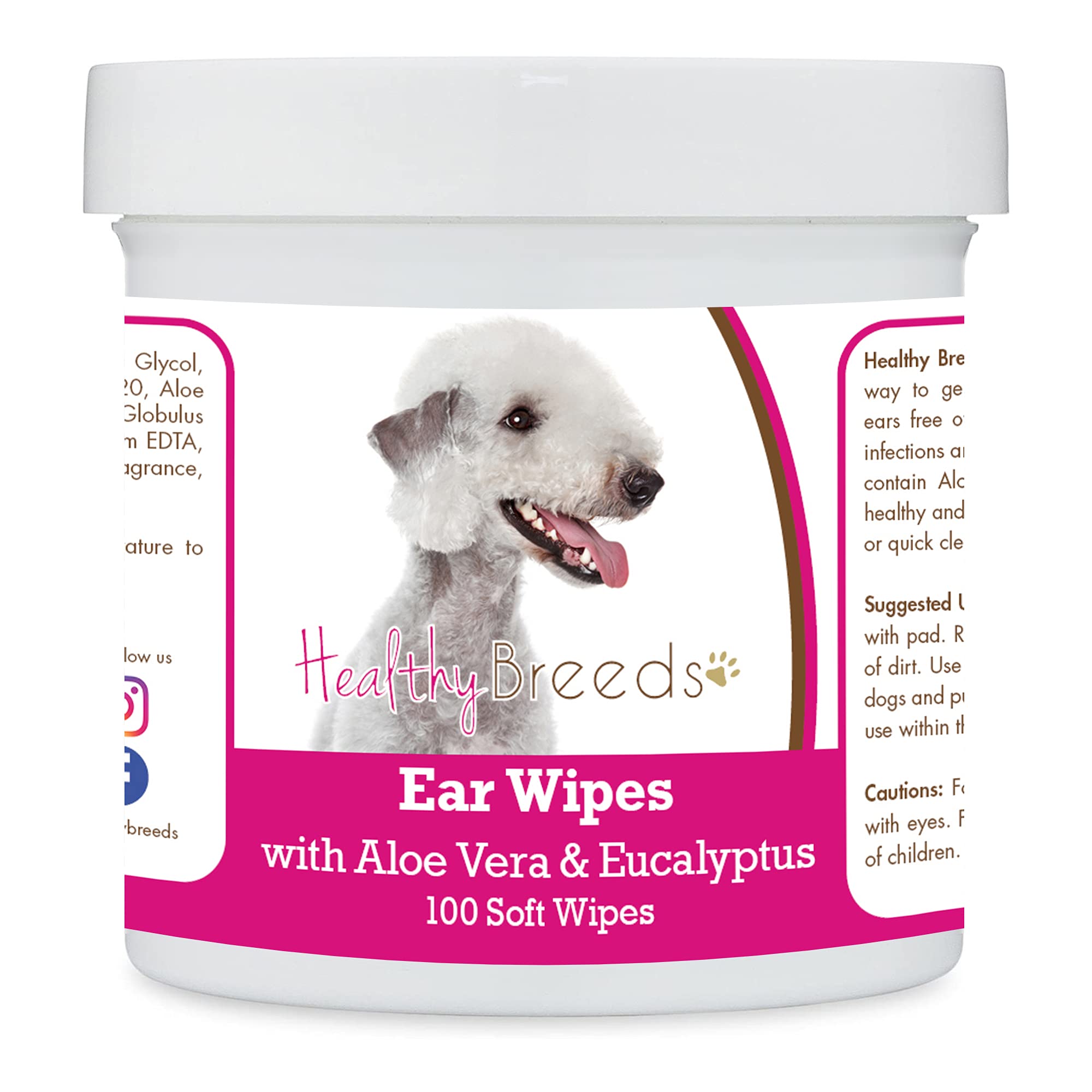 Healthy Breeds Bedlington Terrier Ear Cleaning Wipes with Aloe &amp; Eucalyptus for Dogs 100 Count
