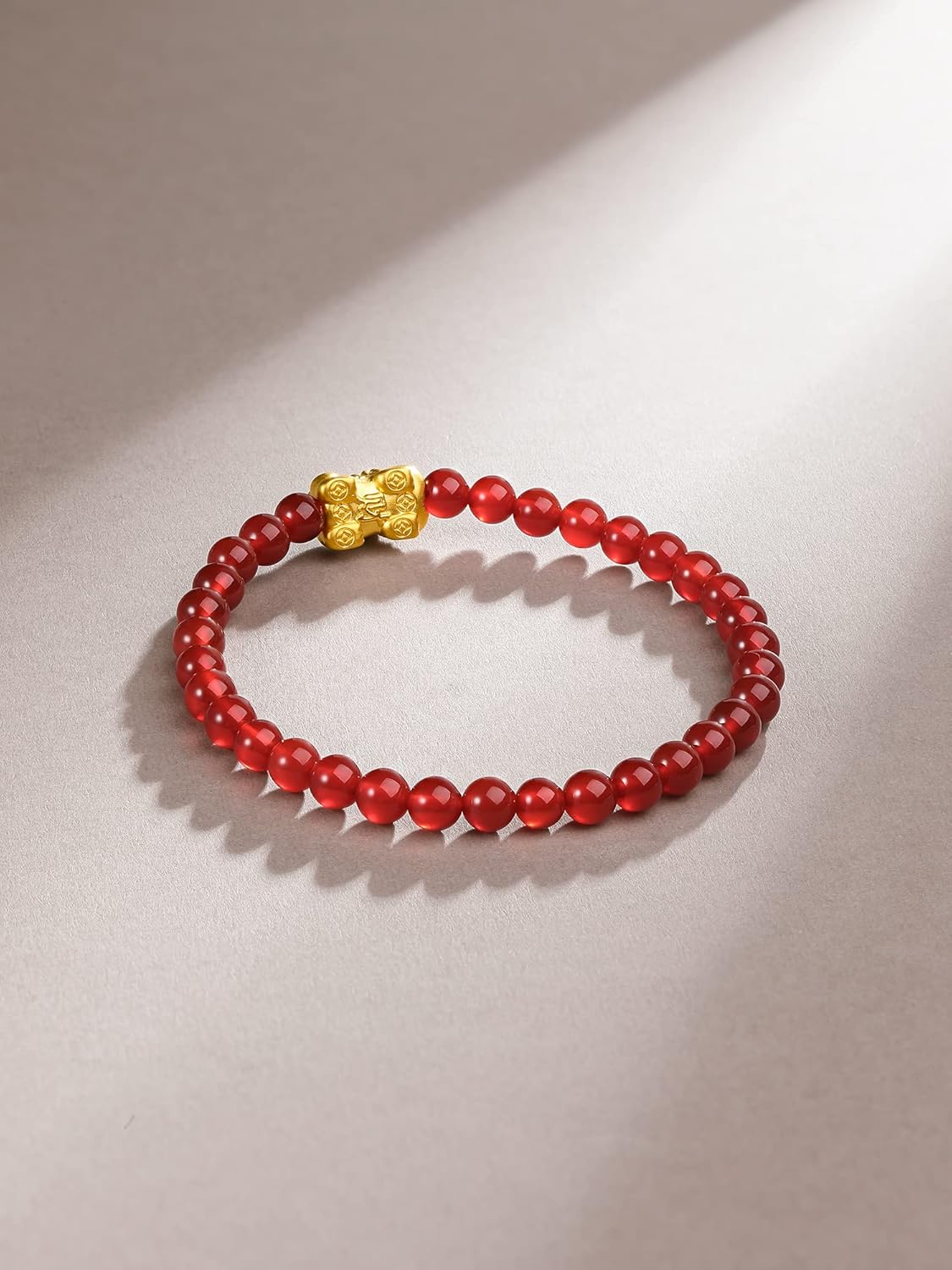 24K Gold Stretch Bracelet Feng Shui Charm Beaded Bracelets Healing Agate Beads Jade Pixiu Jewelry Good Luck Stone Wealth Adjustable Chain Bangle Lucky Red Bangles Unisex Real Gold Gift for Women Men